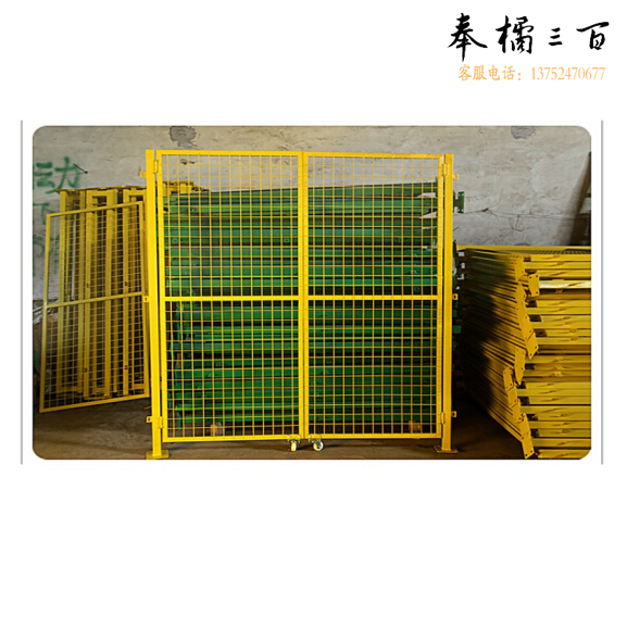 防护网门 隔离铁丝网   2米宽对开门  含轮