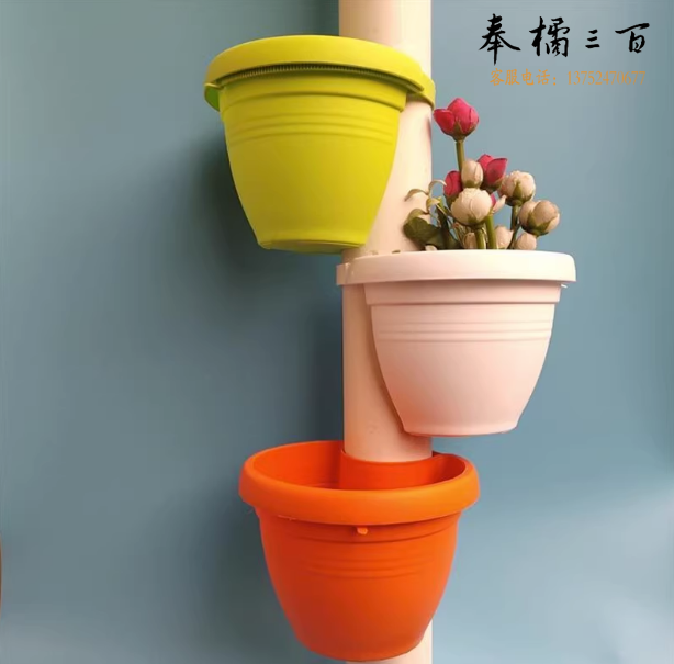 壁挂花盆捆绑管道式花盆吊兰盆圆柱悬挂式壁挂吊篮盆小号