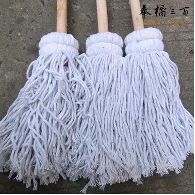 大圆头木把墩布 棉线吸水拖把 老式拖布 10个裝装