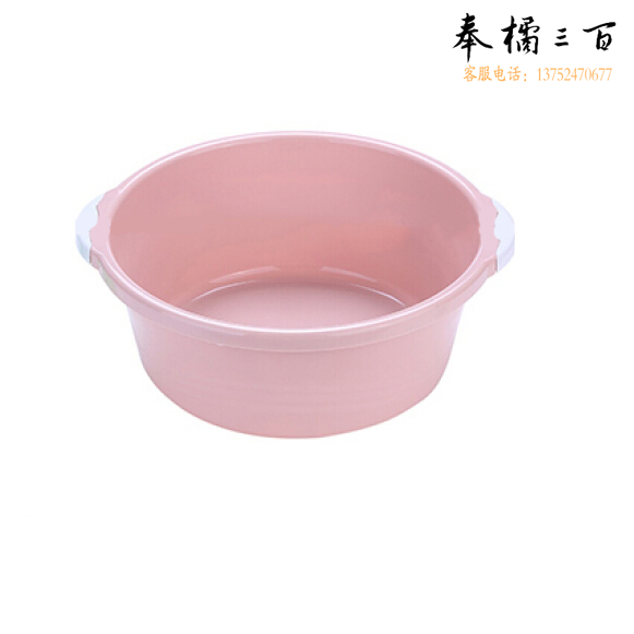   粉色大号脸盆 双耳脸盆 加厚塑料洗脸盆洗衣盆 尺寸：37.5*13cm 货号：YC