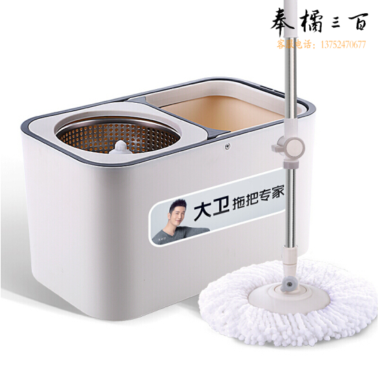 拓朴（TOPOTO）D9 1杆2头 双驱动旋转拖把桶  免手洗 拖布 墩布干湿两用