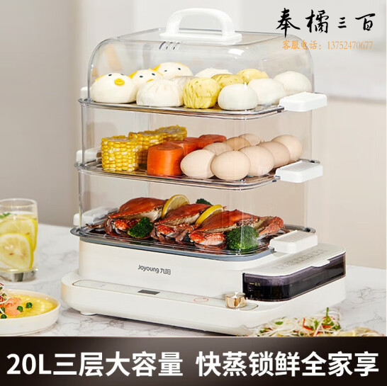 九阳20L（水箱2L+机器18L）电蒸锅 三层大容量  GZ568