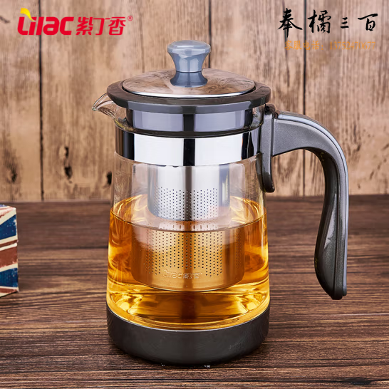 紫丁香 茶壶 玻璃泡茶壶  加厚耐热水壶  950ml  货号：JC