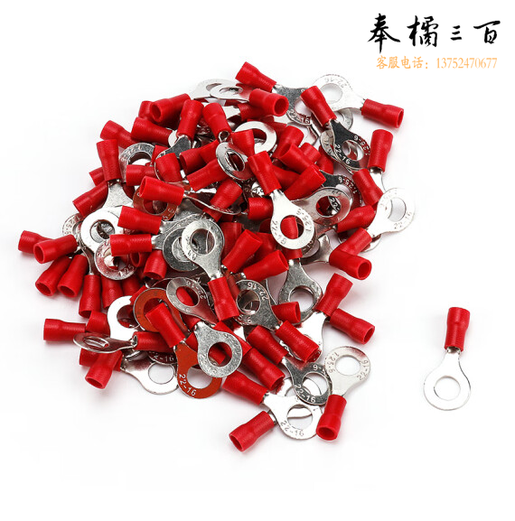 RV系列圆形预绝缘端头接线端子冷压端头 RV1.25-6   1000个/包  货号：YC