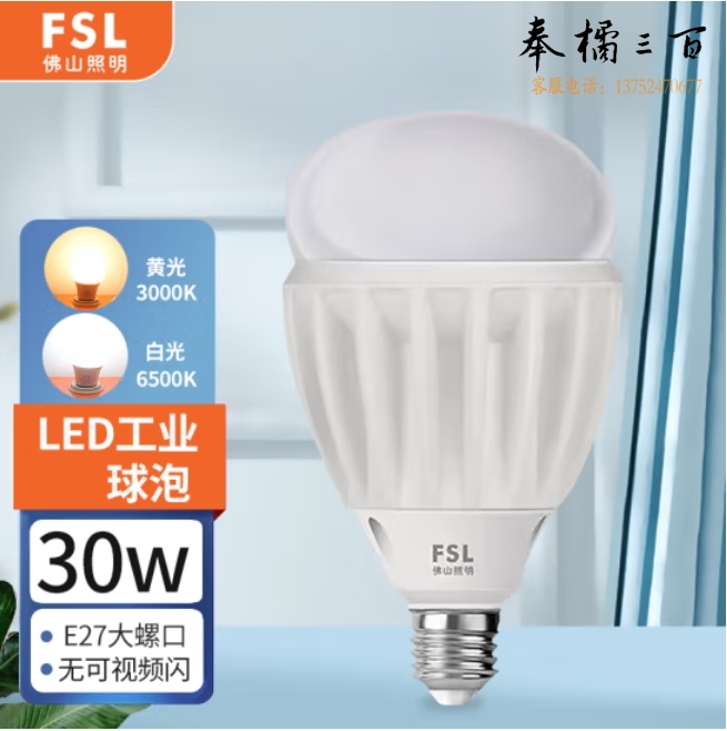 佛山FSL A100/30W/E27/3000K超炫三代 LED球泡