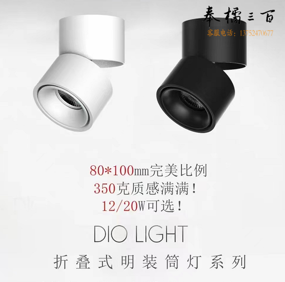 折叠式明装筒灯 80*100mm  货号：JC
