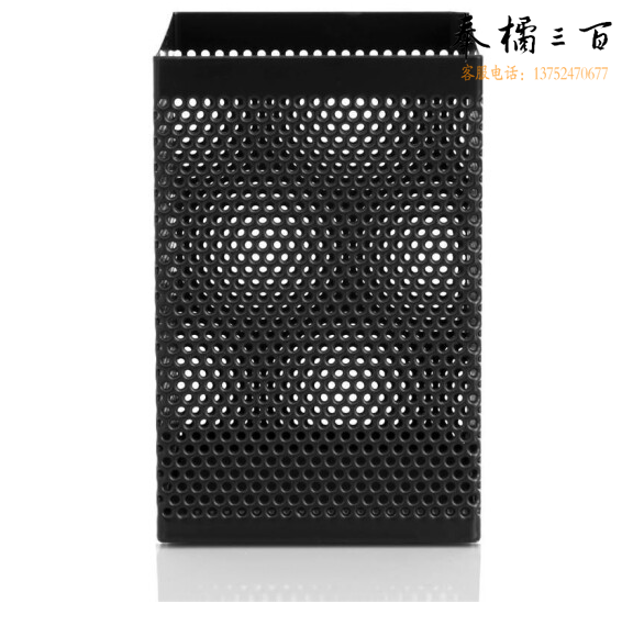 得力908笔筒 金属网纹方形笔筒 黑色方形笔筒71*71*109mm