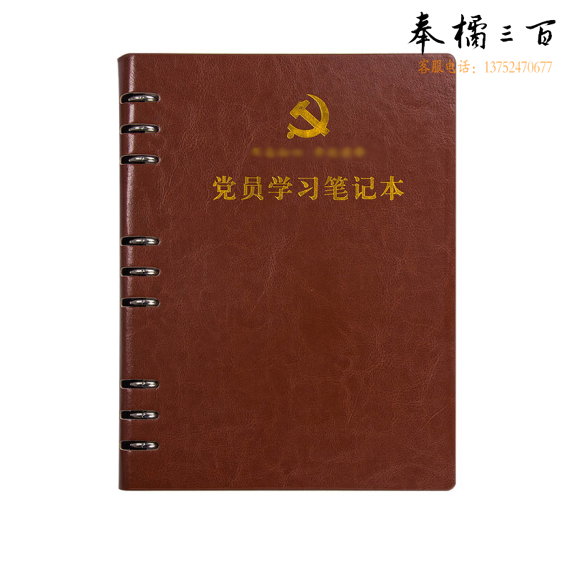 活页式党员学习笔记本 B5 党员会议记录本党员本（棕色）