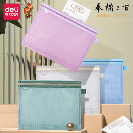 得力(deli)BA163 A5拉链袋 文件袋 学科特多龙学科袋 带提手 单只装