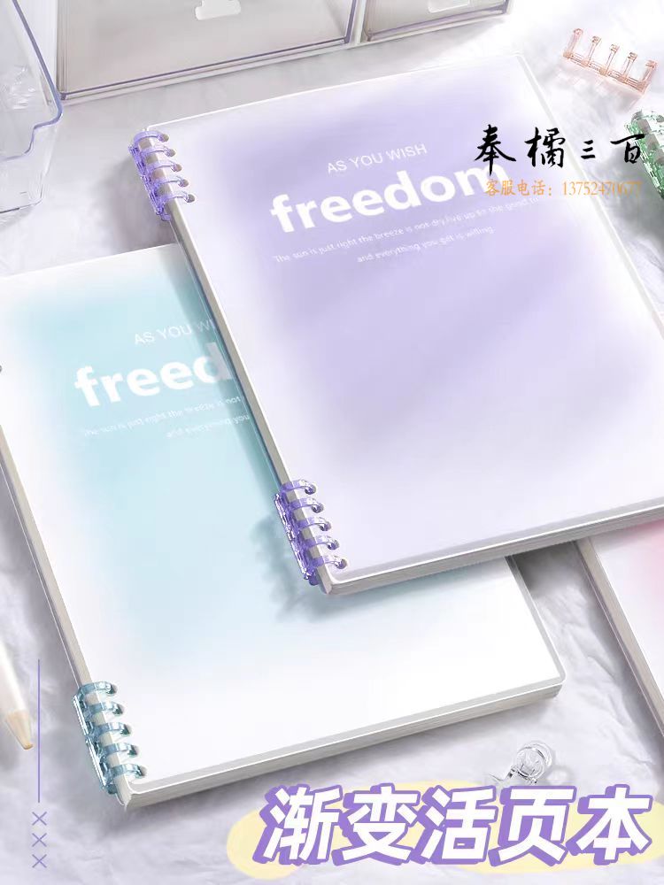 渐变软壳活页本B5可拆卸笔记本线圈记事本 60张 120页
