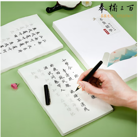 御宝阁 100张簪花小楷毛笔字帖钢笔式毛笔套装描红宣纸临摹软笔练字帖书法专用纸楷书 【唐诗】 钢笔式毛笔套装【字帖+毛笔+墨囊20支】
