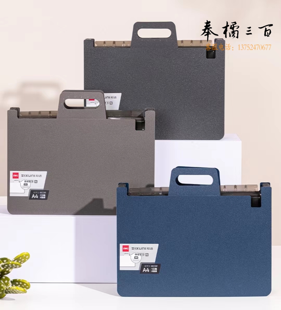得力P62知选站立式风琴包(浅灰、深灰、蓝颜色备注)(个)