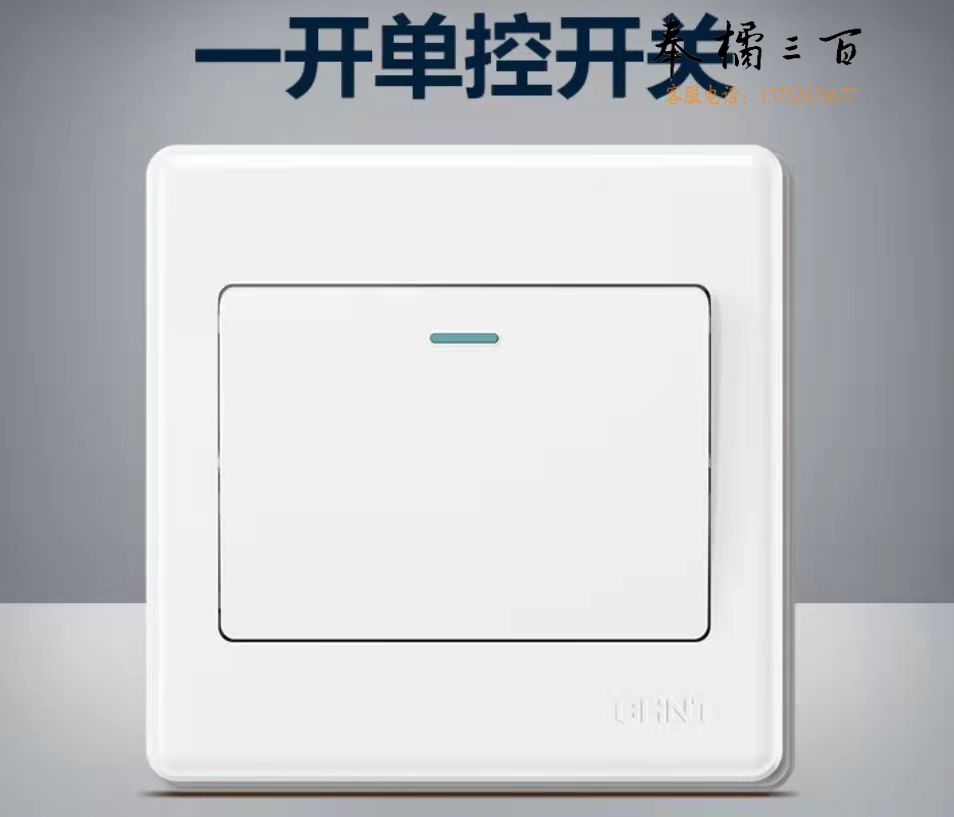 正泰(CHNT)开关插座墙壁面板家用86型面板一联单控开关一开单控NEW7M白色