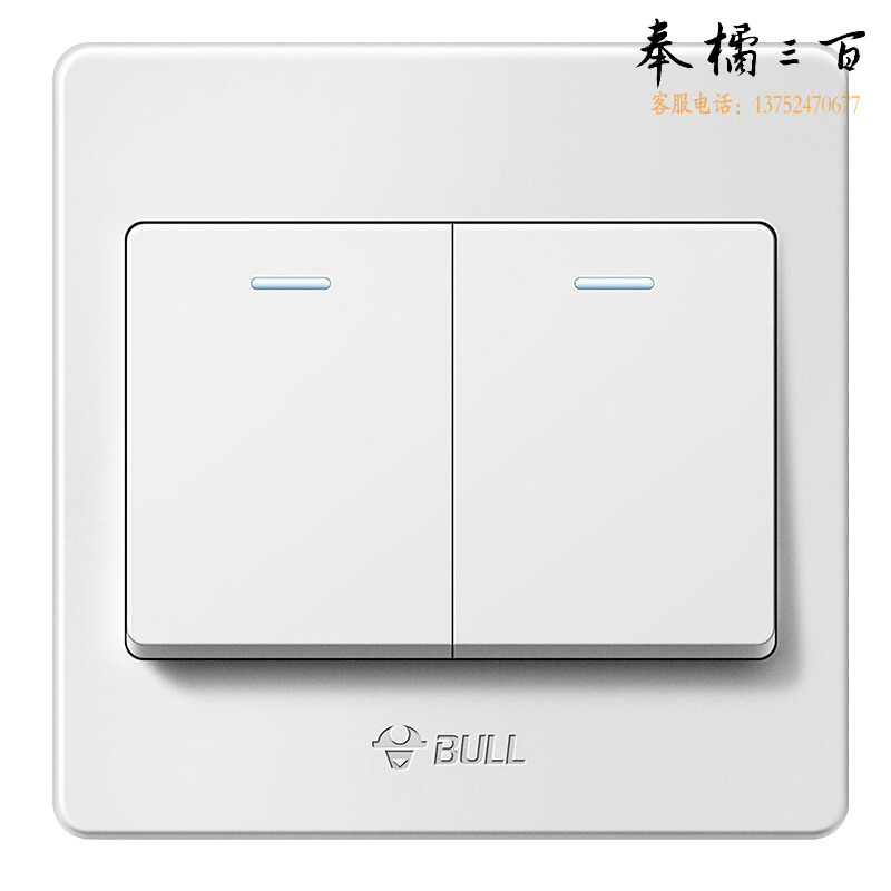 公牛 BULL 开关面板二开单控开关 86型面板 (白色) (新国标)