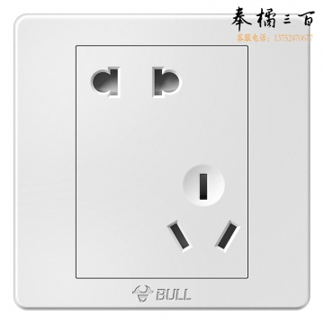 公牛(BULL) 开关插座 10A斜五孔插座 86型面板 白色 暗装