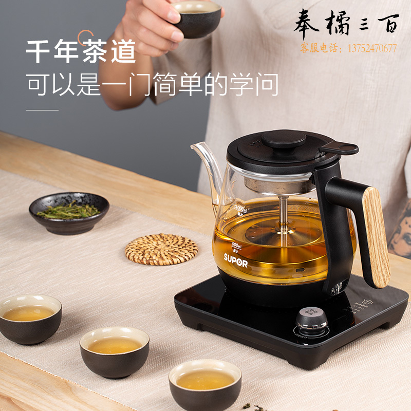 苏泊尔（SUPOR） 养生壶煮茶器煮茶壶电水壶热水壶烧水壶电热水壶迷你玻璃花茶壶黑茶 SW-10C02