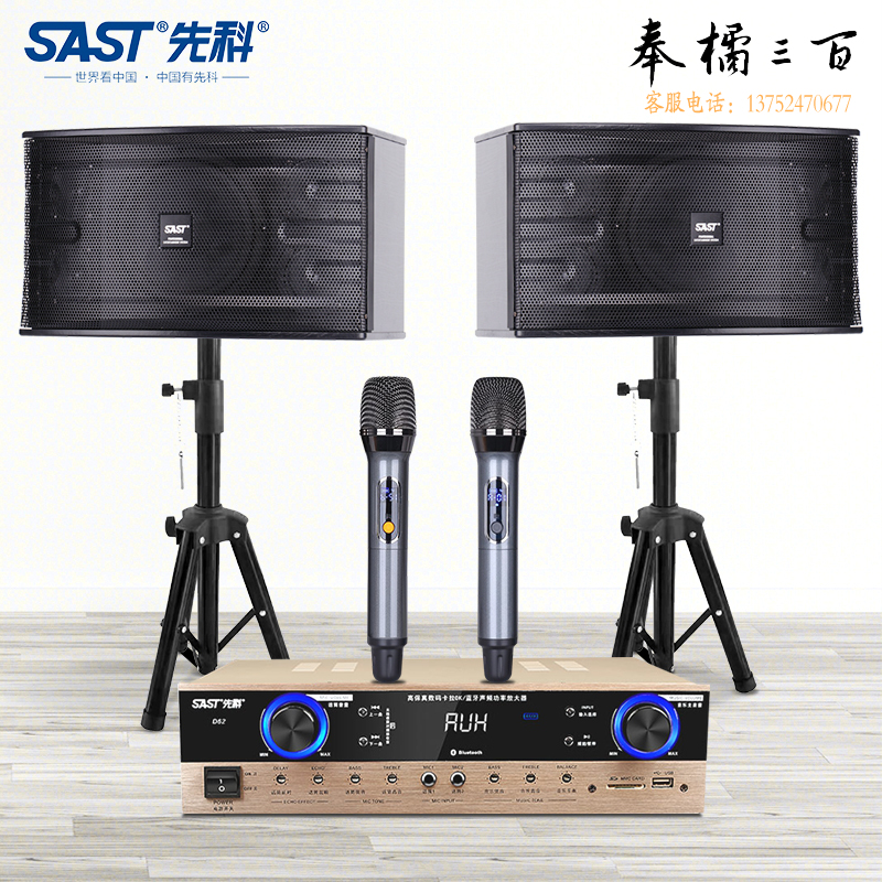 先科(SAST) D62 家庭影院ktv音响套装点歌机一体机家用功放机卡拉OK点唱机卡包音箱设备 6.5英寸