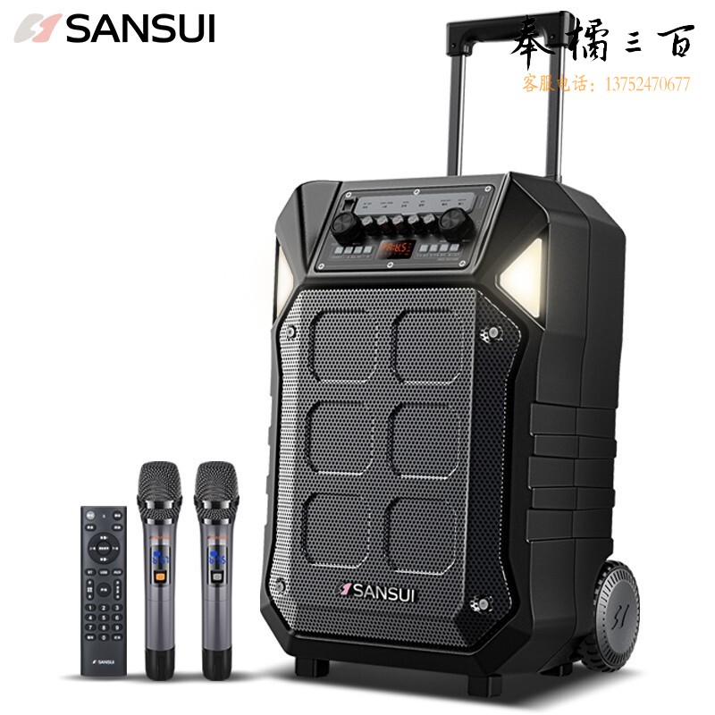 山水 SANSUI D12 12英寸户外广场舞拉杆音响蓝牙室外演出大功率重低音演出级移动k歌音箱带无线麦克风