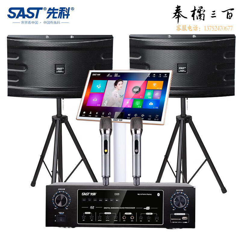 先科(SAST) D26 家庭影院ktv音响套装点歌机一体机家用功放机卡拉OK音箱点唱机卡包音箱设备 10英寸