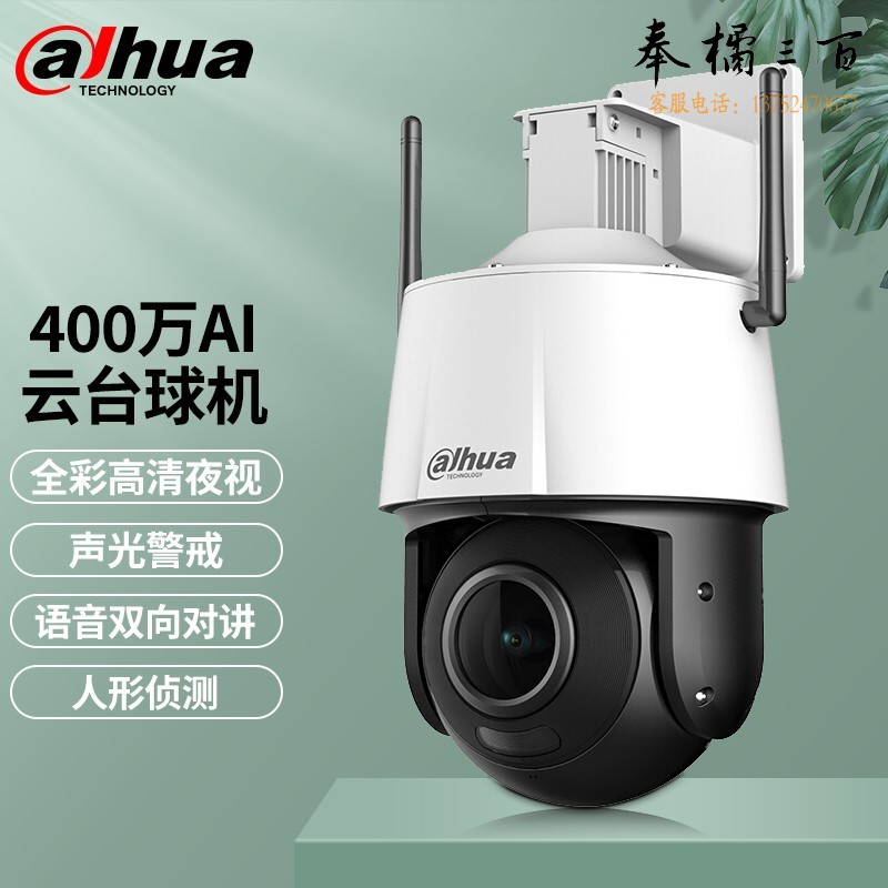 大华dahua400万摄像头 网络高清无线旋转云台球机摄像头 全彩夜视 360°家用监控 400万全彩夜视+128G内存卡