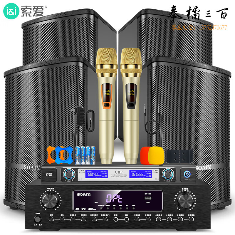 索爱（soaiy）CK家庭影院客厅电视KTV音响家用商用会议门店设备卡拉ok唱歌全套专业功放话筒音箱组合 套装七