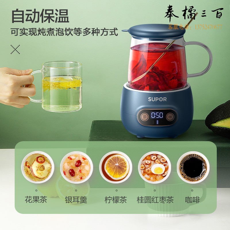 苏泊尔（SUPOR）养生壶 迷你小煮茶器 办公室家用玻璃养生杯 0.4L电水壶烧水壶电热水壶 花茶壶 SW-04Y22B
