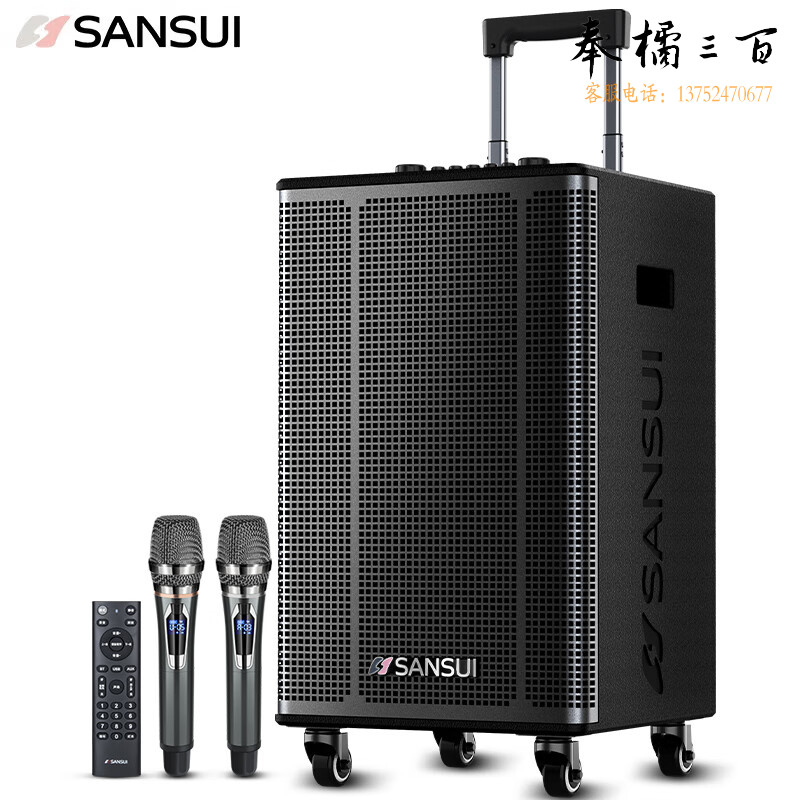 山水 SANSUI E12广场舞音响 户外音响k歌演出移动便携式拉杆唱歌跳舞大功率重低音带无线话筒