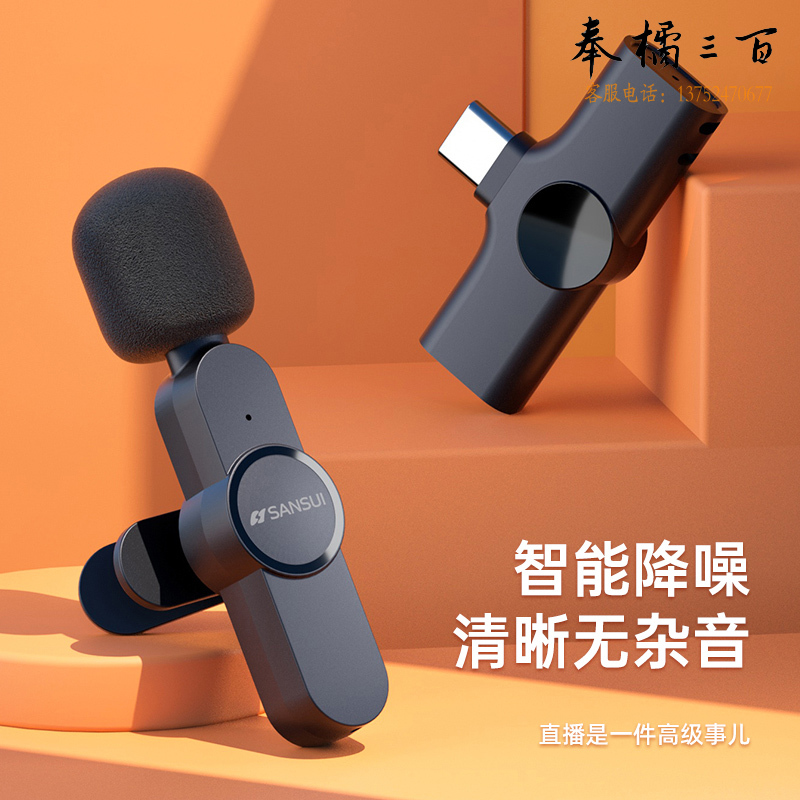 山水 无线领夹式麦克风手机直播吃播话筒蓝牙收音器户外主播抖音小蜜蜂拍摄短视频收声降噪录音设备 Type-c