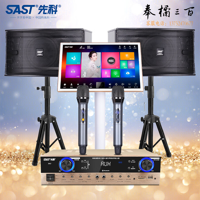 先科(SAST) D62 家庭影院ktv音响套装点歌机一体机家用功放机卡拉OK点唱机卡包音箱设备 8英寸