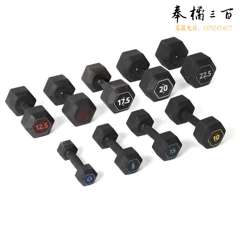 迪卡侬（DECATHLON）2023年新健身家用六角哑铃套装黑色均码-4500463