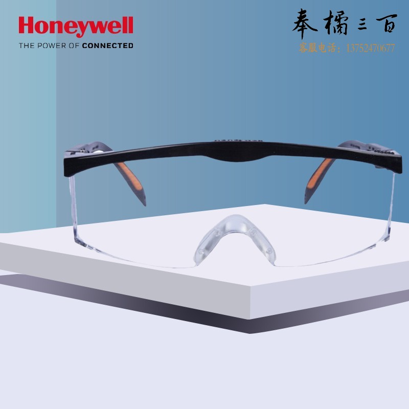 霍尼韦尔（Honeywell）护目镜 1副 防护眼镜防尘防风透明黑框 100110