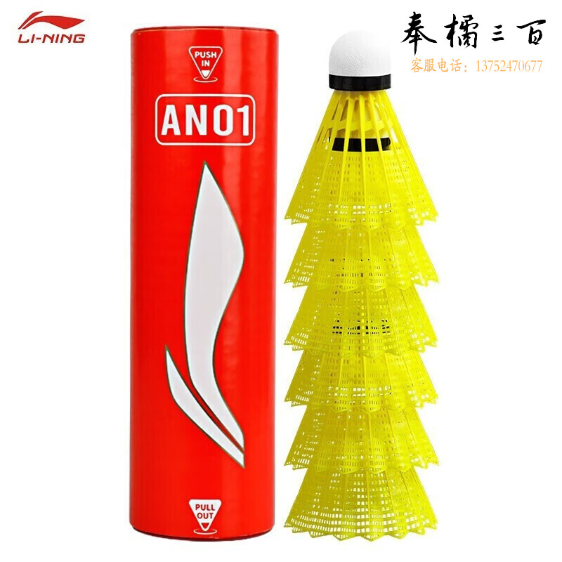  李宁（LI-NING）羽毛球超值耐打比赛训练球尼龙球中速球AN01（6支装）