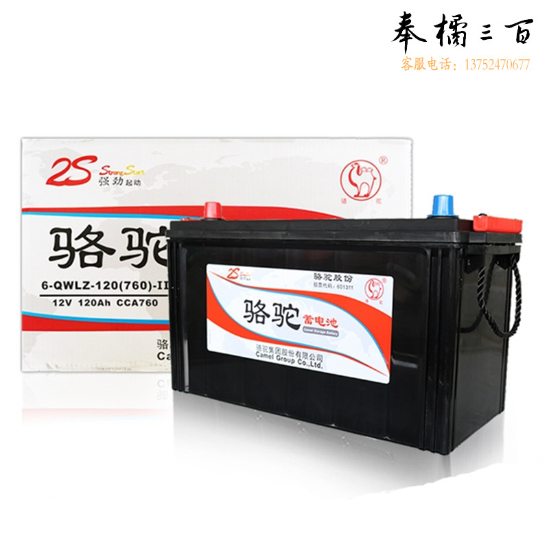 骆驼（CAMEL）汽车免维护起动用铅酸蓄电池 6-QWLZ-120(760)-Ⅱ（如需干荷式请备注）