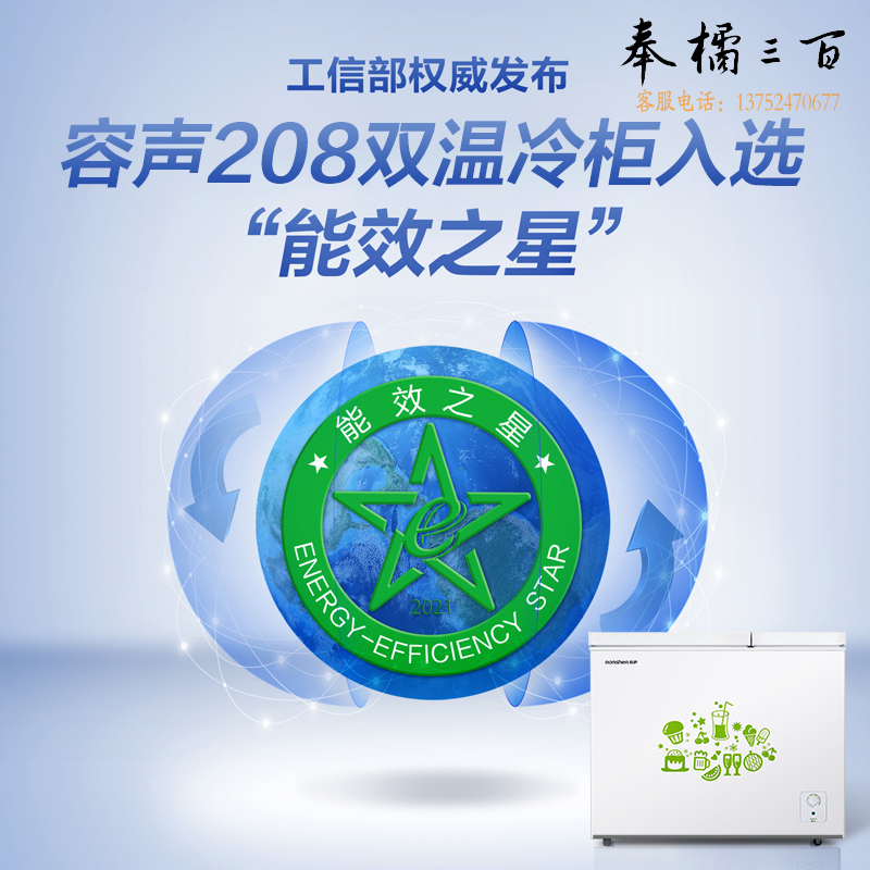 容声（Ronshen） 208升大容量冰柜家用商用冷藏冷冻双温冷柜 一级能效 卧式厨房冰箱BCD-208MS/A