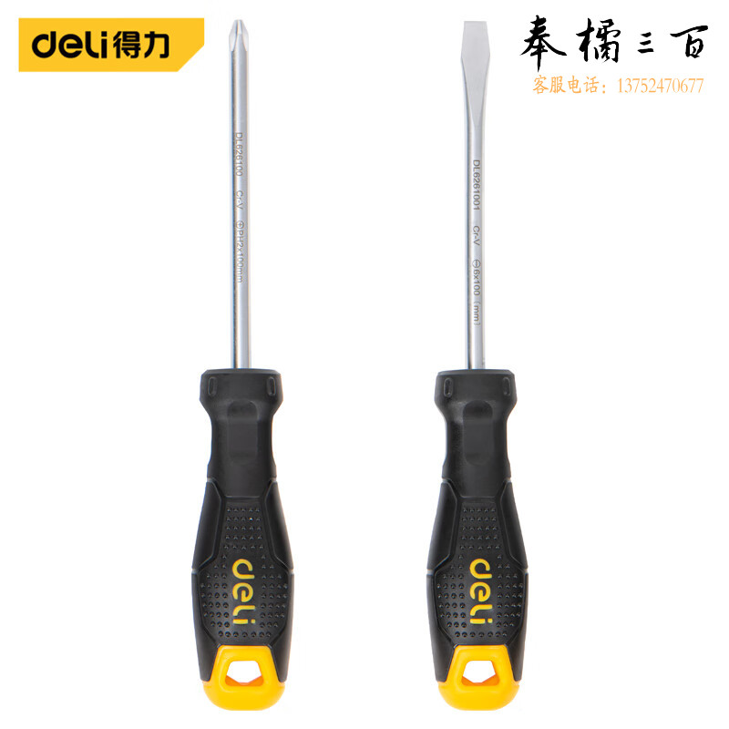 得力（deli）螺丝批螺丝刀螺丝起子组套套装维修工具2件套带磁吸 DL620102