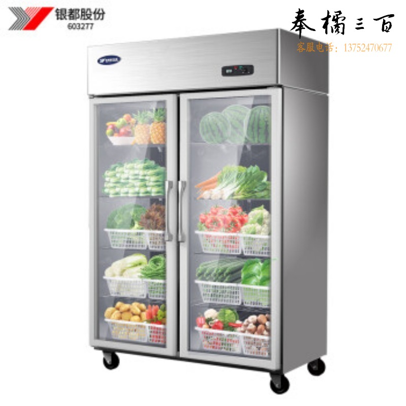 银都 BCL0623S 商用冰柜透明双门保鲜柜 冷藏展示柜