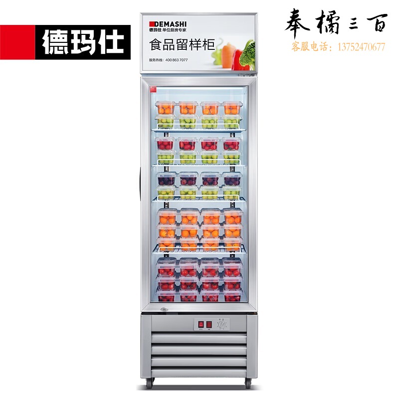 A 德玛仕 食品留样柜238L 学校幼儿园公司食堂用 饮料水果蔬菜留样冰箱保鲜冷藏展示柜LG-260Z（带锁） 小型柜类