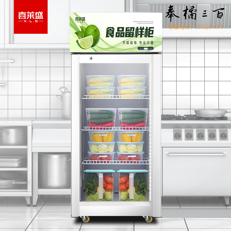 喜莱盛 XF-170H 食堂用水果蔬菜留样保鲜带锁白色 冷藏展示柜