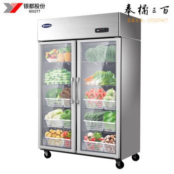 银都 BCL0623S 商用冰柜透明双门保鲜柜冷藏展示柜