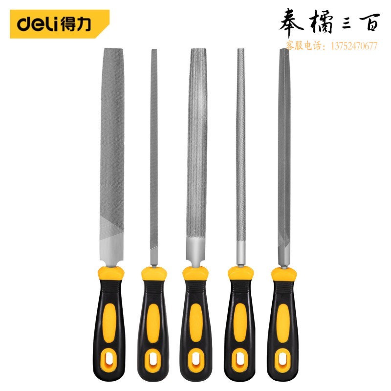 得力(deli) 中齿锉刀组套 整形锉刀什锦锉打磨工具5件套8英寸 4J00083