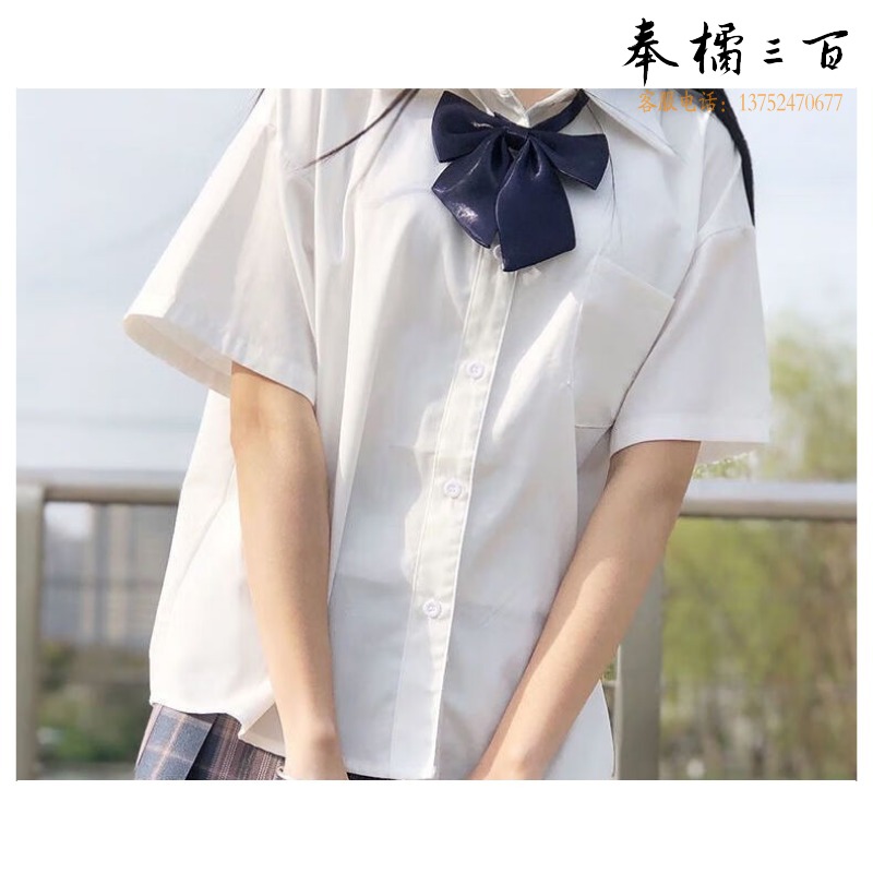 ZM 白衬衫女JK制服衬衣女夏季日系学院风基础款奶白短袖衬衣学生女装 白色_单衬衫 M