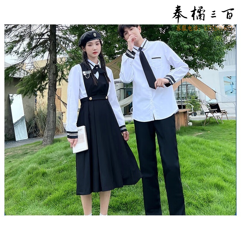 HX 优旋初中高中生男女JK制服学院风班服套装情侣装毕业学生合唱表演服装 男长裤 XXL