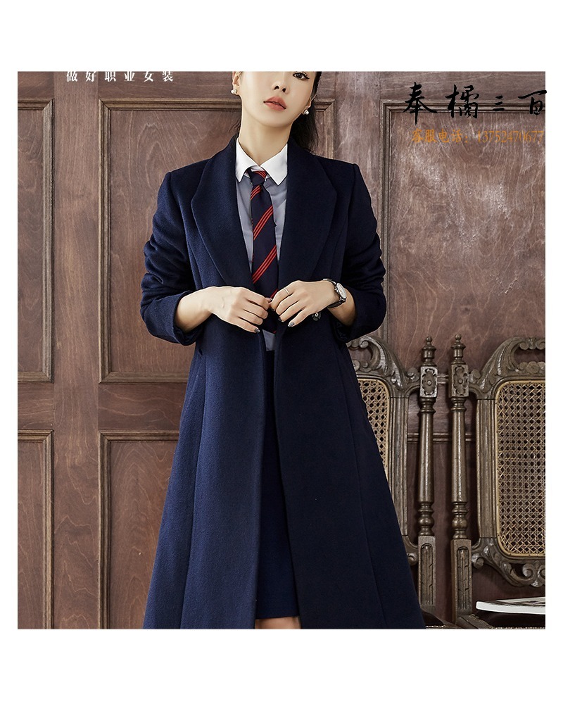 LY 冬季高端职业装羊毛大衣空姐制服女毛呢外套售楼部前台接待工作服