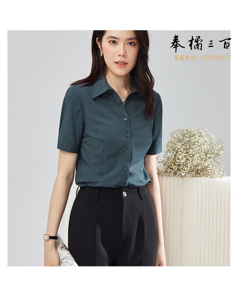 LY 涟影新款夏季职业装女短袖衬衫高端气质销售制服导购工装套装