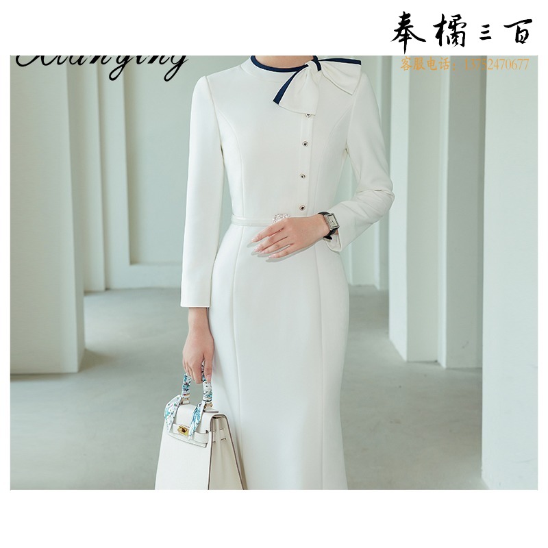 XY 职业装女白色空姐制服高级感ol连衣裙气质女神范美容院工作服套装