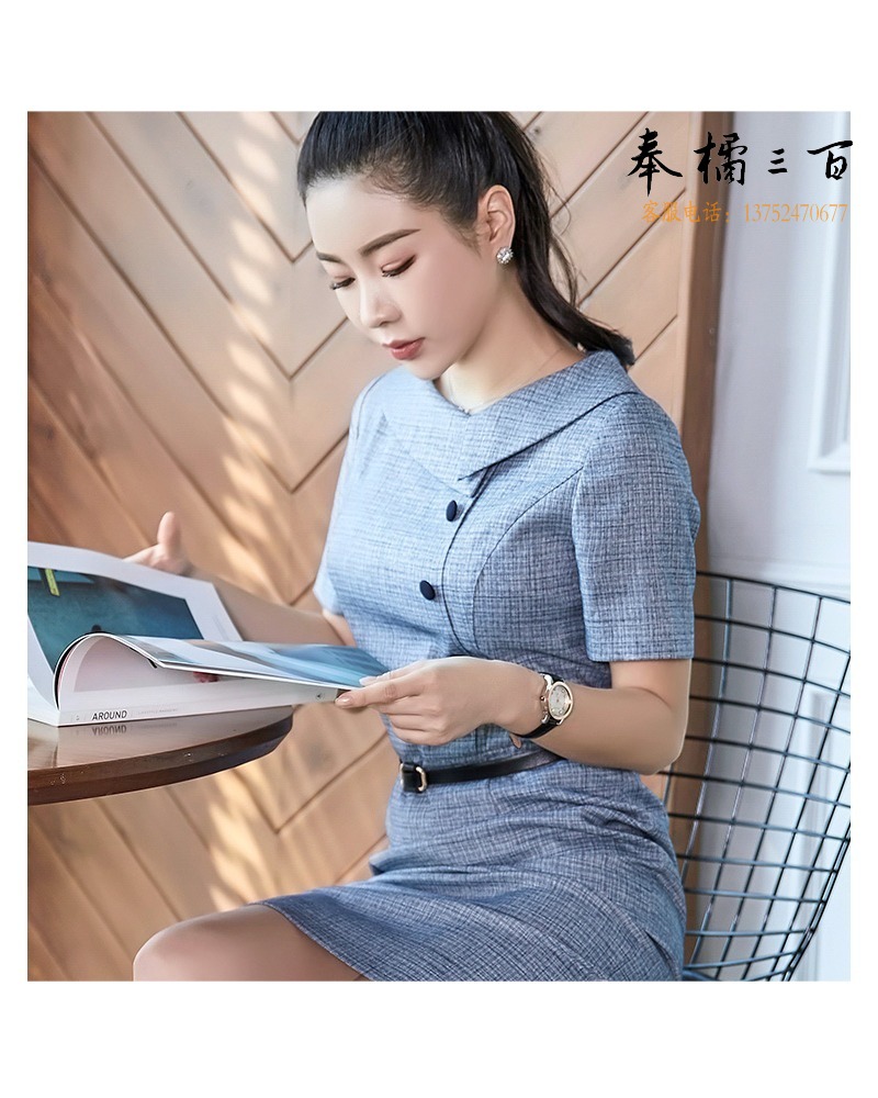LY 99 职业套装女气质夏季连衣裙空姐制服灰色美容师店长工作服