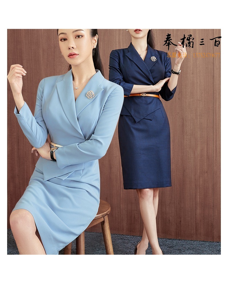 LY 涟影高端职业装连衣裙前台接待售楼部工作服女工装空姐制服套装秋