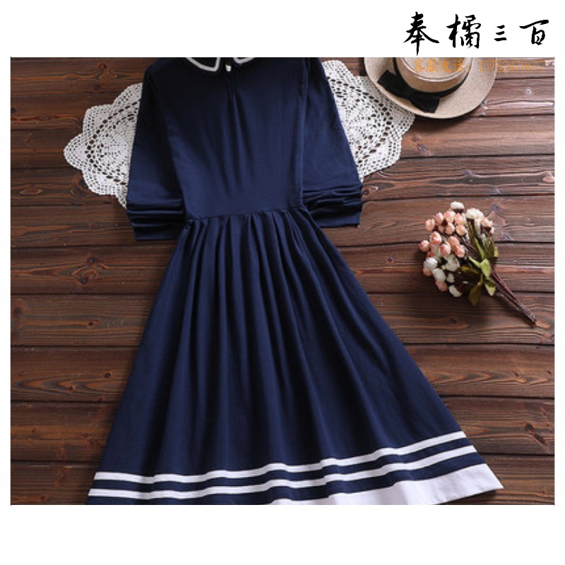 丝绸之宝 少女连衣裙高中学生jk制服裙大童春秋装新款初中生日系裙子学院风（同城运费10元  满500元包邮）
