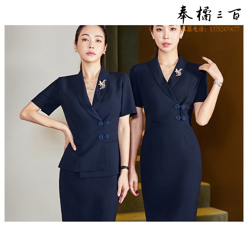 LY 涟影2022夏季工作服制服连衣裙女气质职业装酒店管理前台客服工装