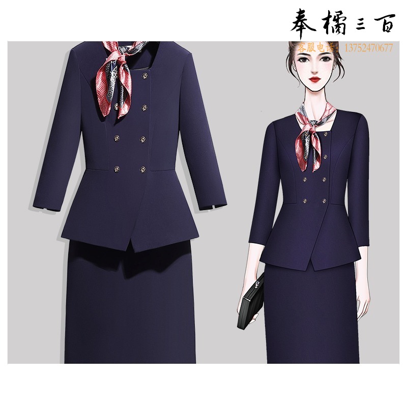MGSJ 春秋新款女空姐制服职业套装气质时尚工作服西装套裙